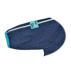modrá softshellová bunda s ohrnovacím límcem