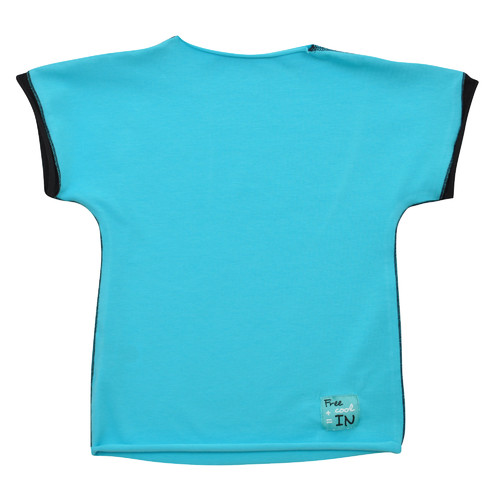 tyrkysové bavlněné tričko s krátkým rukávem
