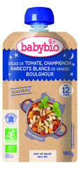 Babybio Doypack Good night rajčata se žampióny, bílými fazolemi a bulgurem 12. měsíce, 180g