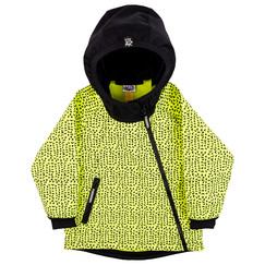 neonově zelená softshellová bunda se šikmým zipem