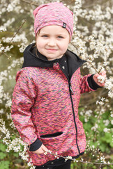Růžová melírovaná bunda s kapucí