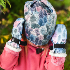 softshellové rukavice s hebkým chloupkem "zimní les"