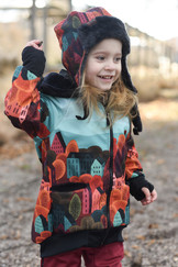 zimní softshellová bunda "podzimní město" se širokým límcem 