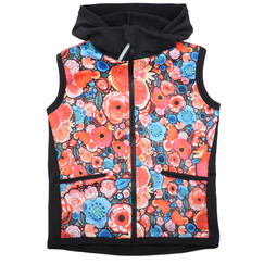 barevná květovaná softshellovo-tecnostretchová vesta se širokým límcem