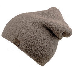 šedo-béžová teddy čepice trpasličího střihu