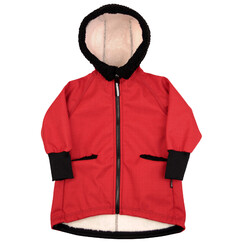 malinově červený softshellový kabátek s hebkým chloupkem
