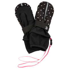 černé puntíkaté zimní softshellové rukavice 