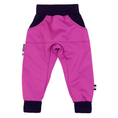 fialové rostoucí softshellové kalhoty