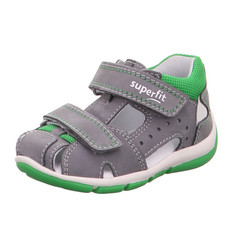 šedo-zelené kožené sandálky Superfit