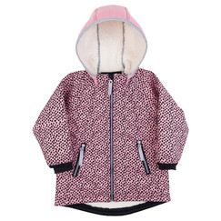 růžová vzorovaná bunda ze zimního softshellu
