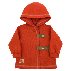 cihlově červený bavlněný zavinovací kabátek 