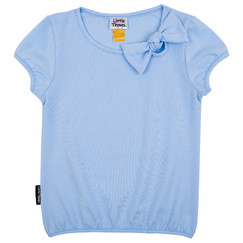 světle modré bavlněné tričko s mašlí 