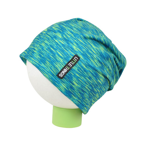modro-zelená žíhaná čepice
