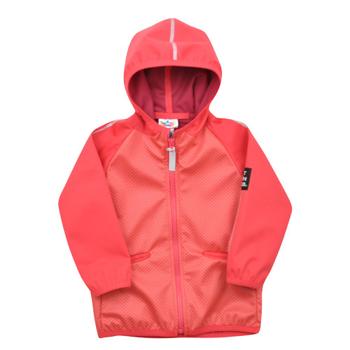 růžová softshellová bunda s kapucí