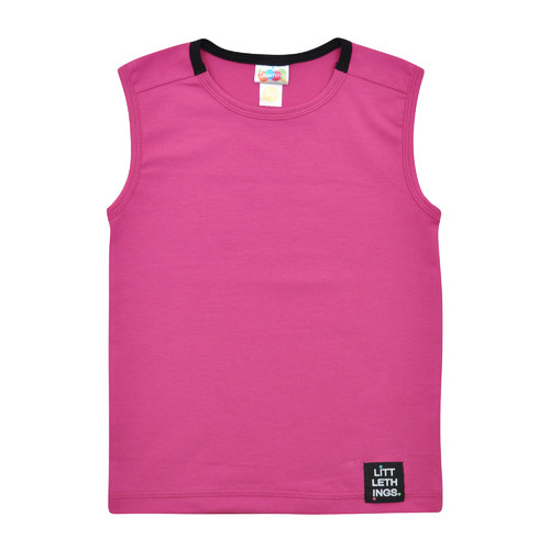 růžovofialové bavlněné tričko bez rukávů