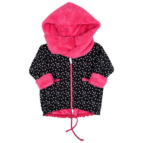 černo-růžová softshellová bunda s kapucí a šálkou
