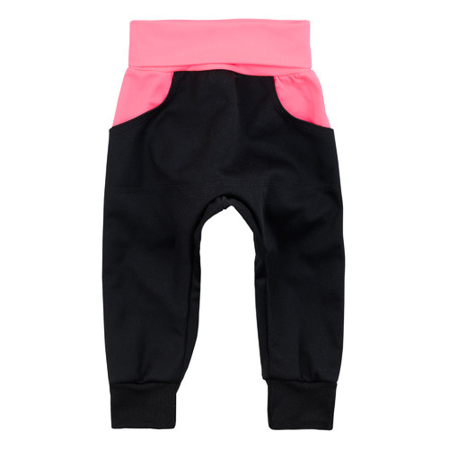 černo-růžové rostoucí softshellové kalhoty