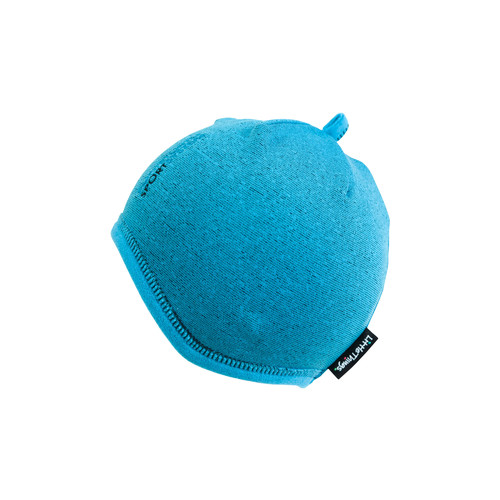 modrá tecnostretchová čepice tvarovaná na uši