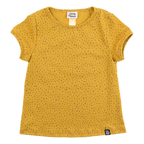 hořčicově žluté tričko s puntíky