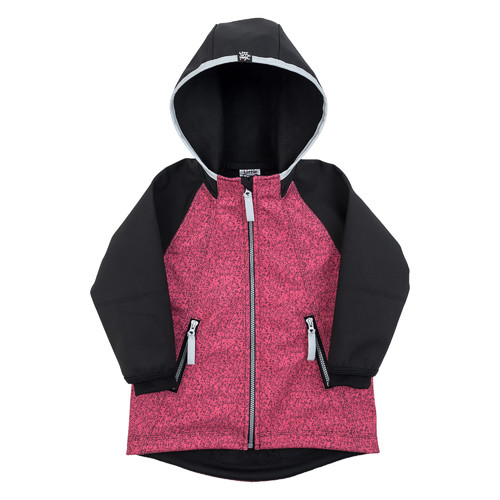 růžovo-černá softshellová bunda s kapucí