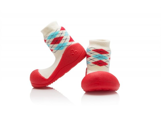 první botičky Attipas Argyle red (silnější ponožka)