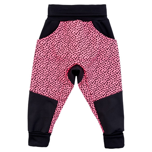 neonově růžové rostoucí softshellové kalhoty s potiskem