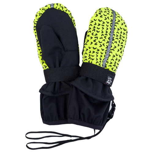 neonově zelené zimní softshellové rukavice se vzorem