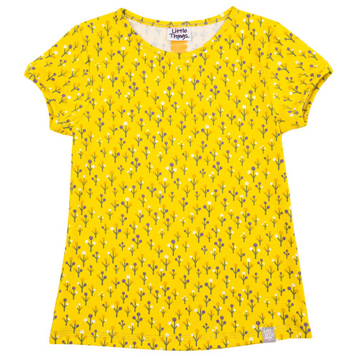 žluté bavlněné tričko s potiskem
