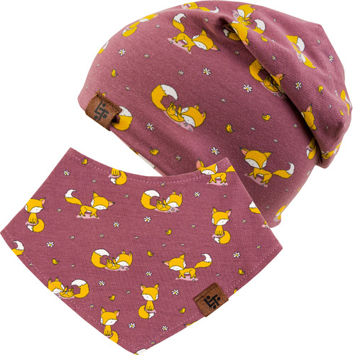 fialkový set čepička + šátek na krk